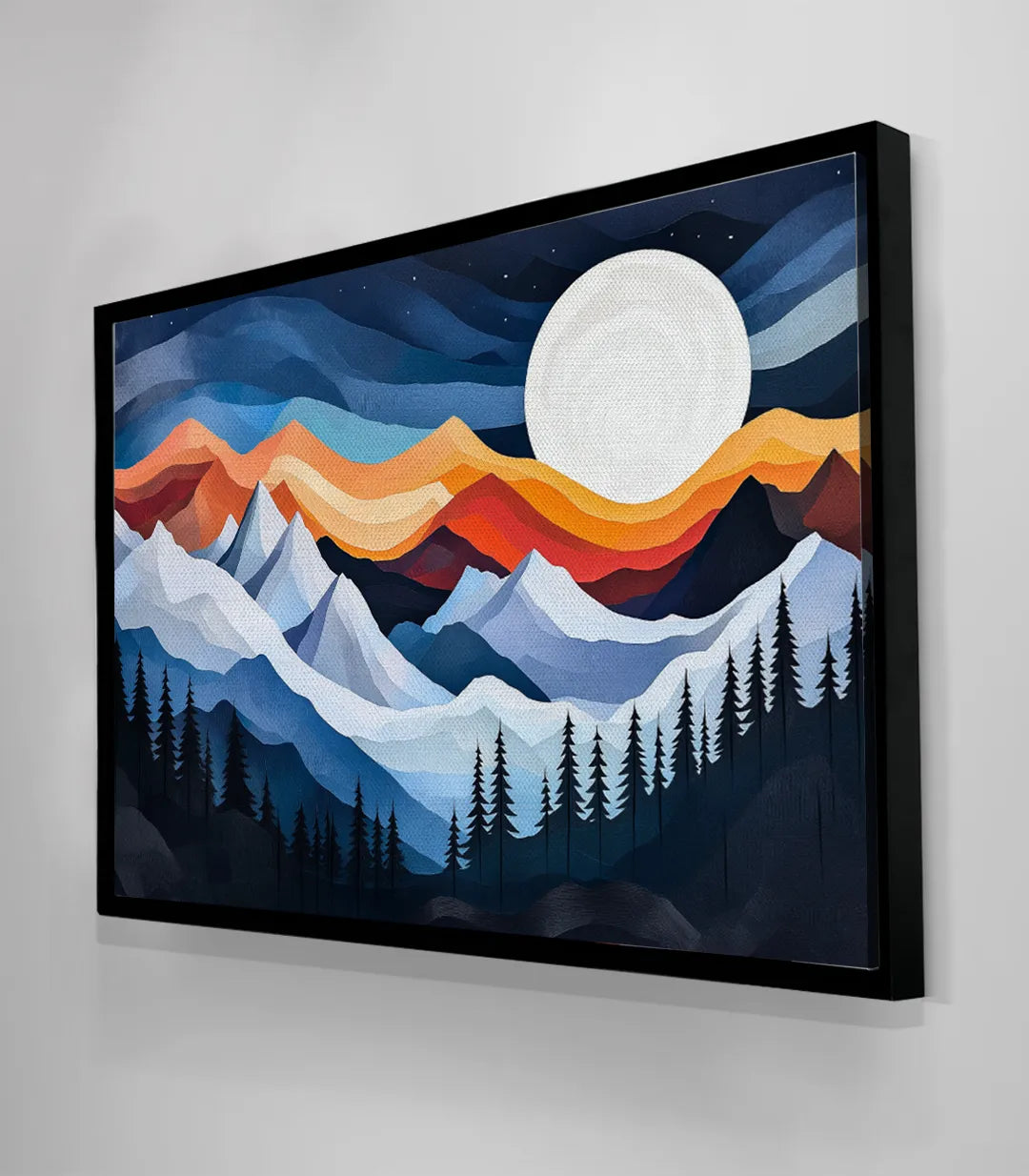 Cuadro Moonlit Peaks en escritorio y salón decoración interior minimalista