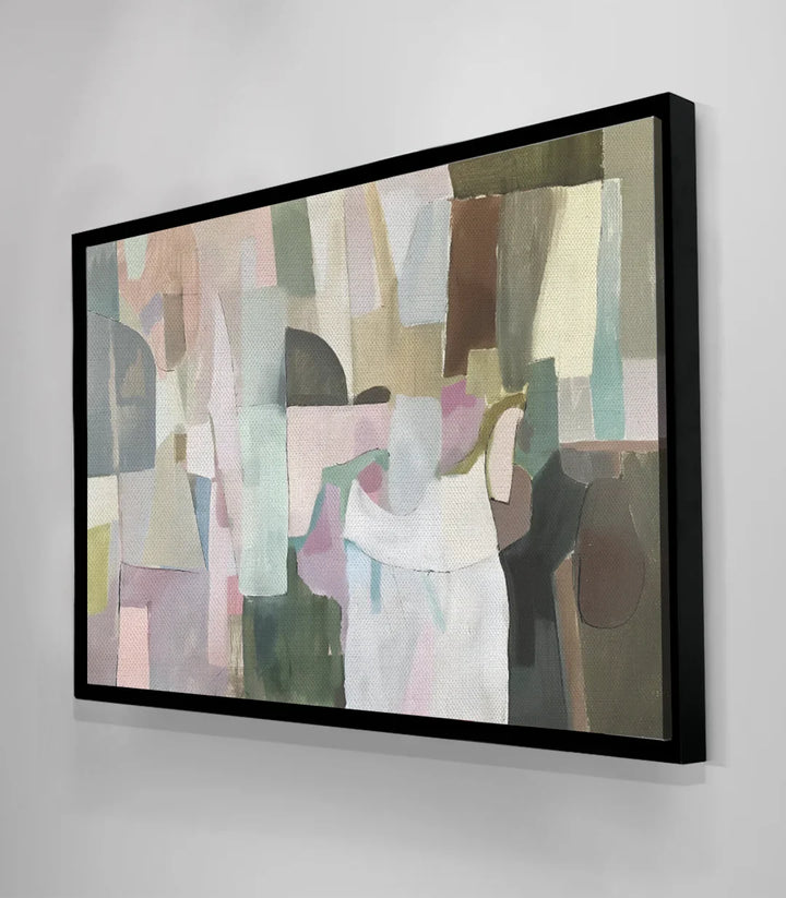 Cuadro Style de Massinart con paleta minimalista en beige, rosa y verde — Massinart