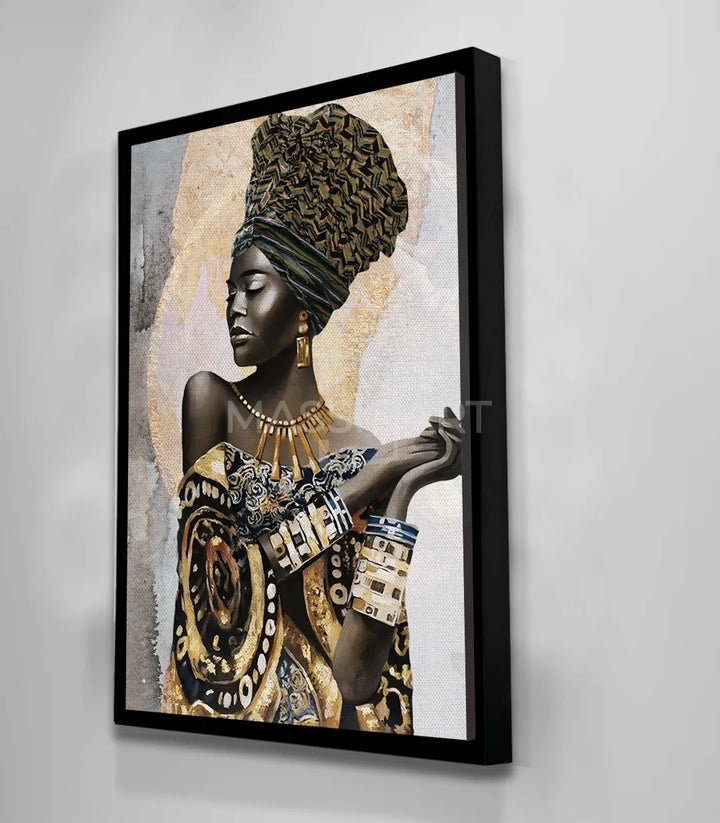 Cuadro African Queen retrato mujer negra peinado tradicional Massinart