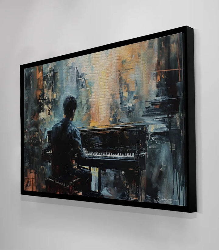 Variante de color del cuadro The Pianist en decoración de interiores