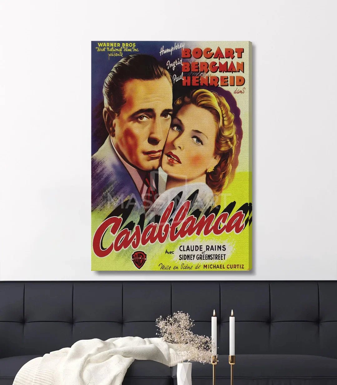 Lámina cartel cine vintage Casablanca arte mural estilo retro Massinart