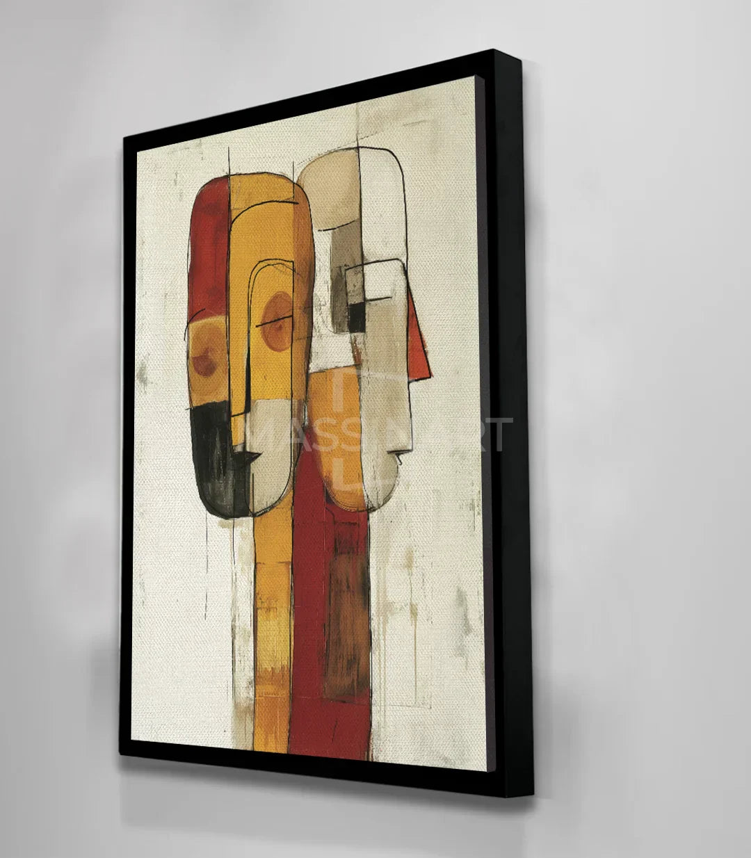 Cuadro Intersect en habitación, arte geométrico cubista Massinart