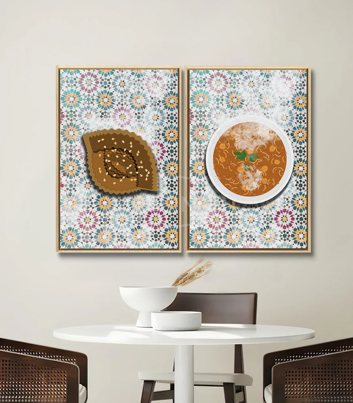 Cuadro Chabakia en comedor — detalle de ambientación con mesa redonda, Massinart