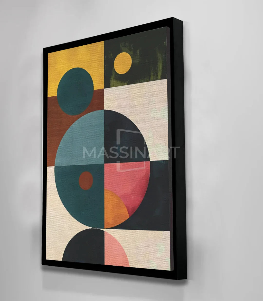 Arte contemporáneo abstracto Massinart — composición minimalista círculos y cuadrados