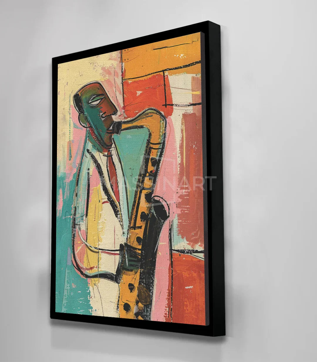 Cuadro Jazz Vibes en salón Massinart — decoración con paleta de colores vibrantes
