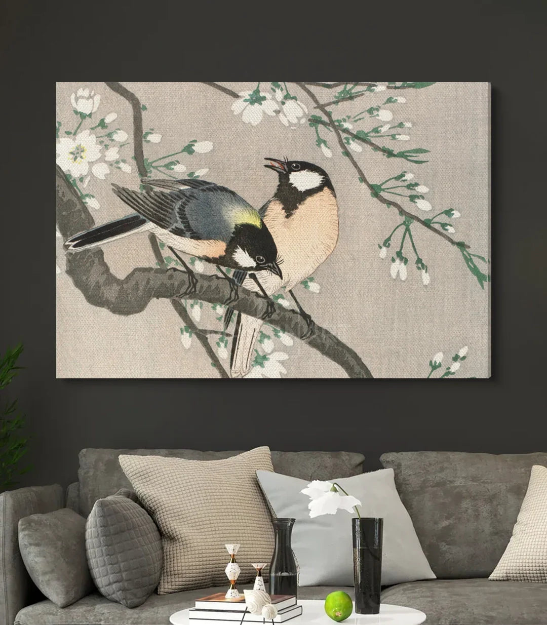 Cuadro Branch Mates decoración despacho naturaleza — ilustración pájaros floral