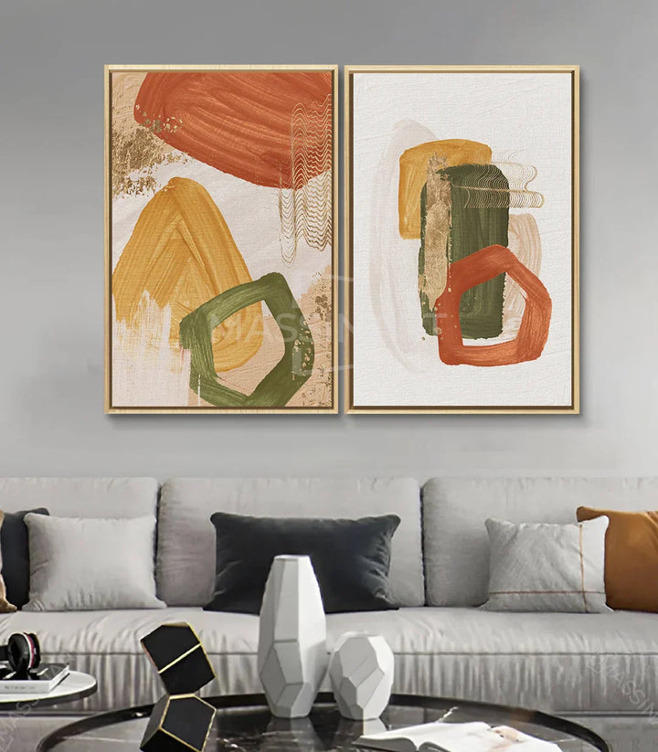 Cuadro Formscape díptico en decoración interior minimalista Massinart