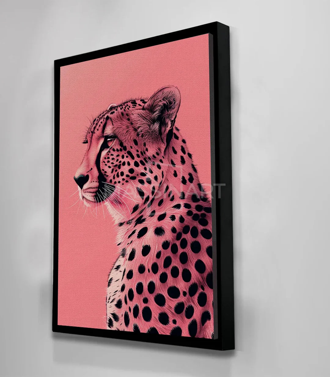 Detalle del cuadro Rosy Majesty — estilo pop-art animal en negro y rosa