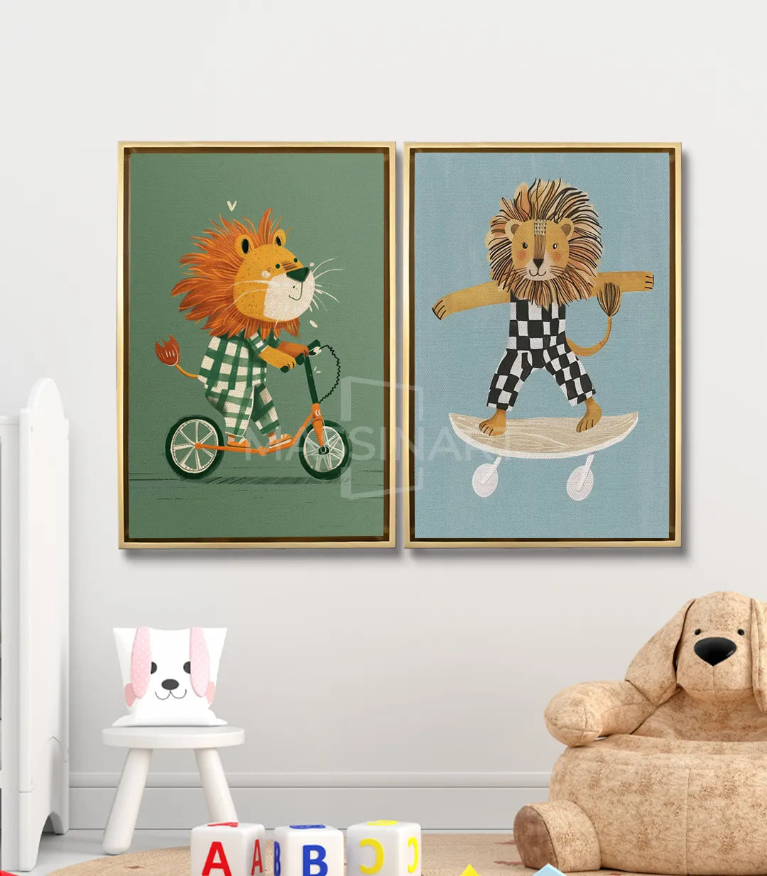 Cuadro Skater King díptico en habitación de niño — decoración infantil Massinart