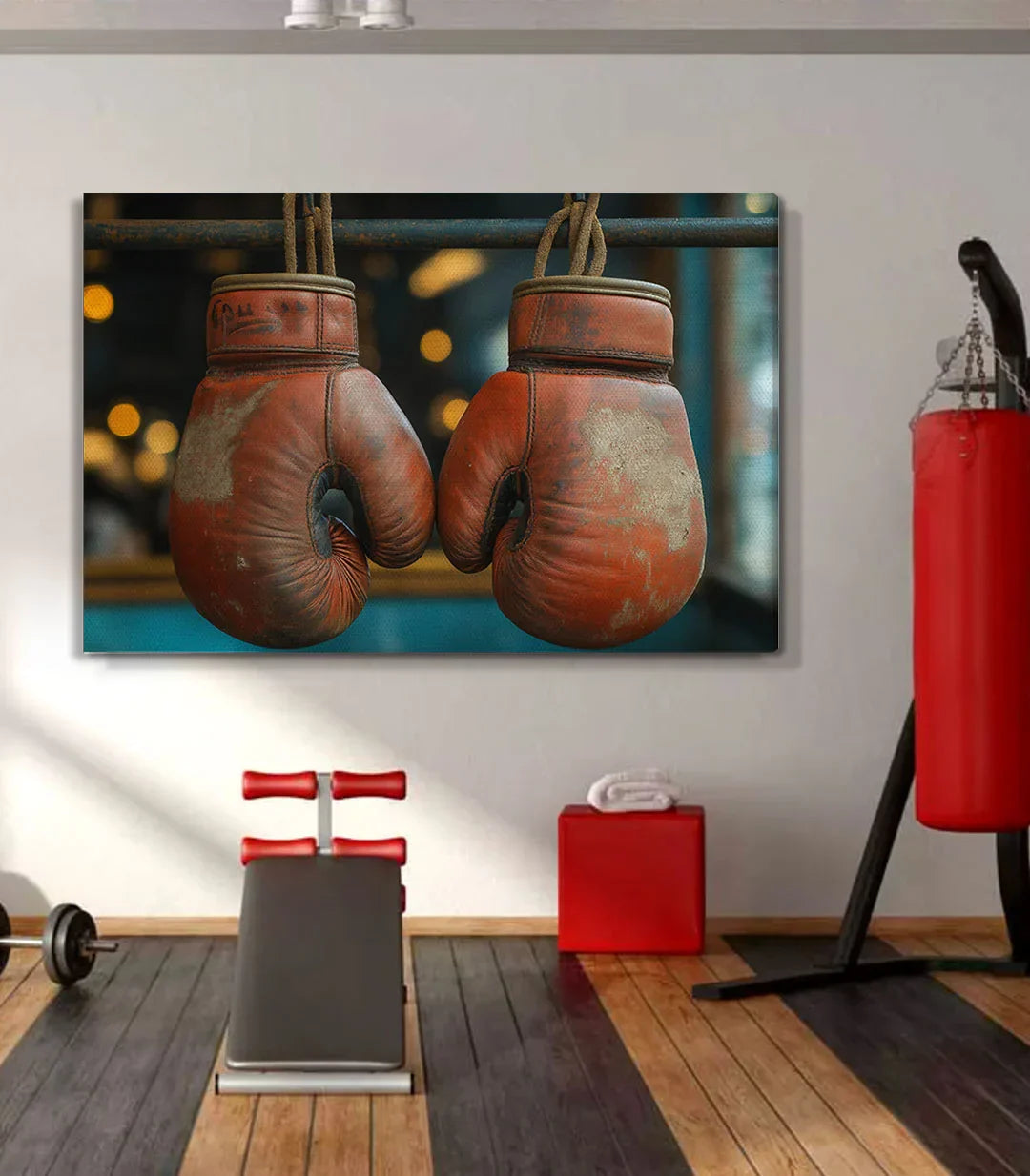 Cuadro guantes de boxeo Massinart — decoración motivacional estilo deporte