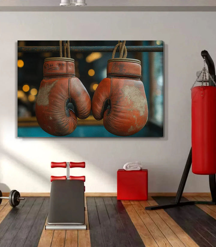 Cuadro guantes de boxeo Massinart — decoración motivacional estilo deporte
