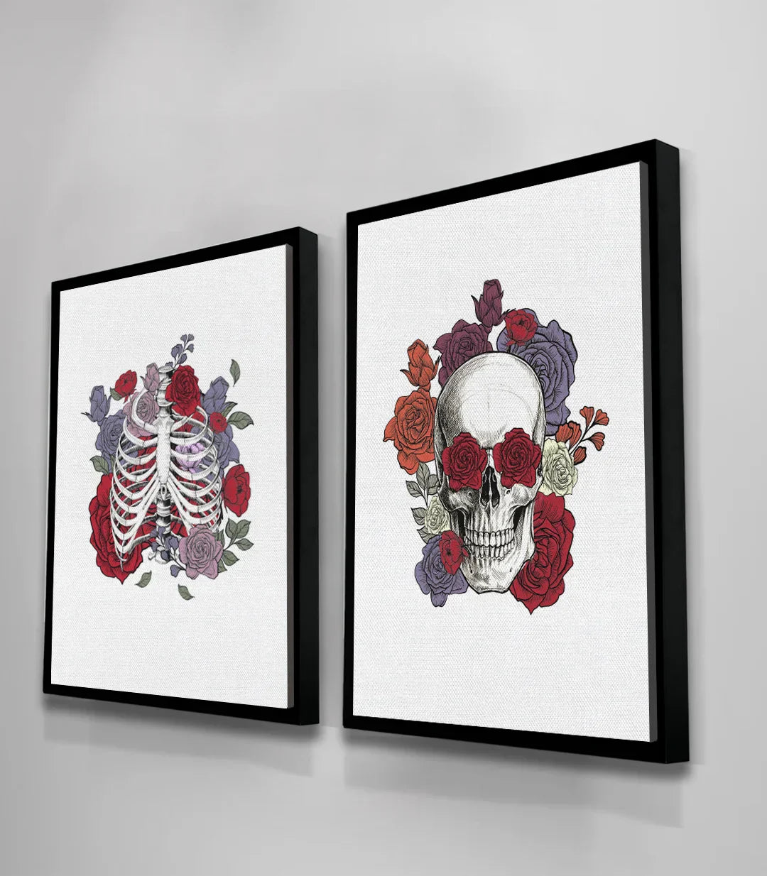 Cuadro cráneo y rosas ambiente despacho moderno decoración pared Massinart