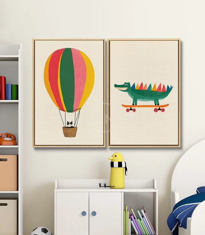 Cuadro globo aerostático Massinart — decoración mural habitación de niño