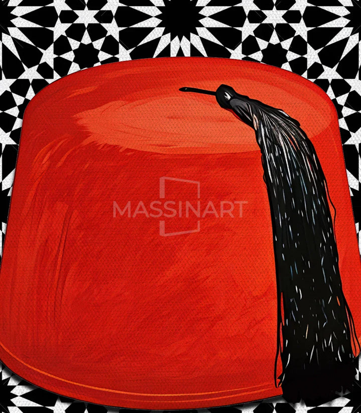 Decoración interior diseño — cuadros negro, blanco, amarillo y rojo, Massinart