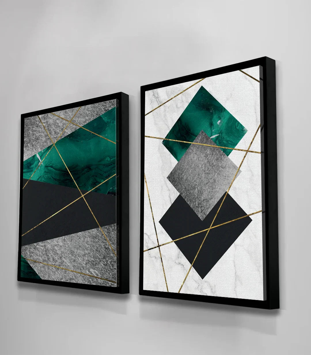 Cuadro Lines geométrico verde y negro decoración pared — Massinart