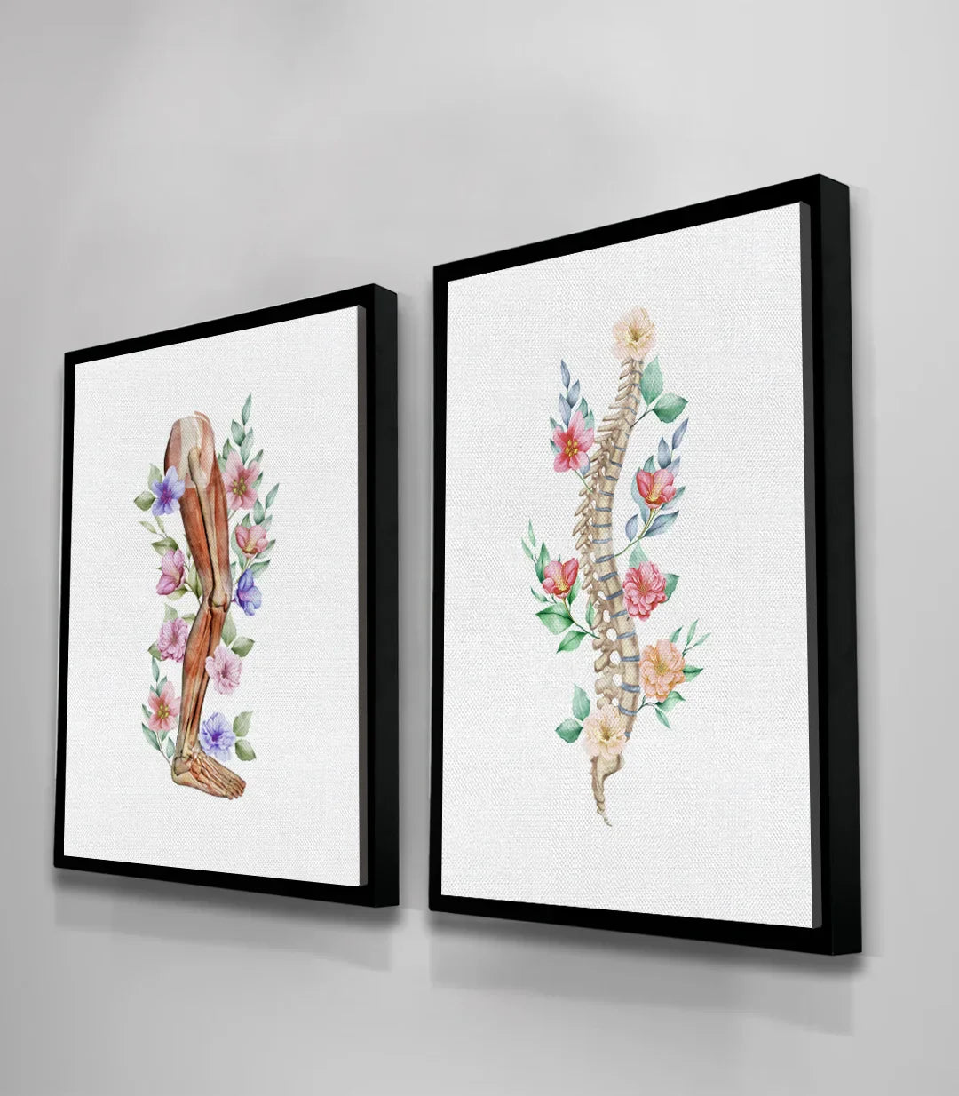 Decoración de pasillo — díptico anatomía floral en lienzo canvas Massinart