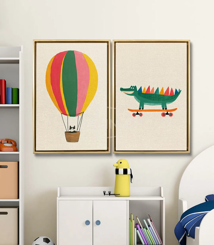Cuadro cocodrilo en monopatín Massinart — decoración habitación infantil estilo contemporáneo