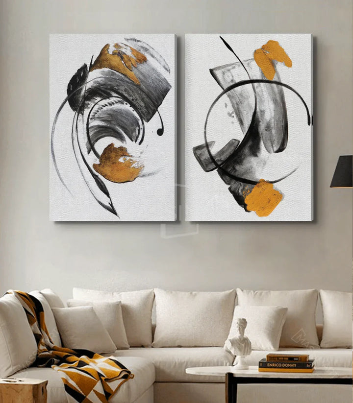Cuadro Energy en habitación o despacho minimalista, estilo contemporáneo, Massinart