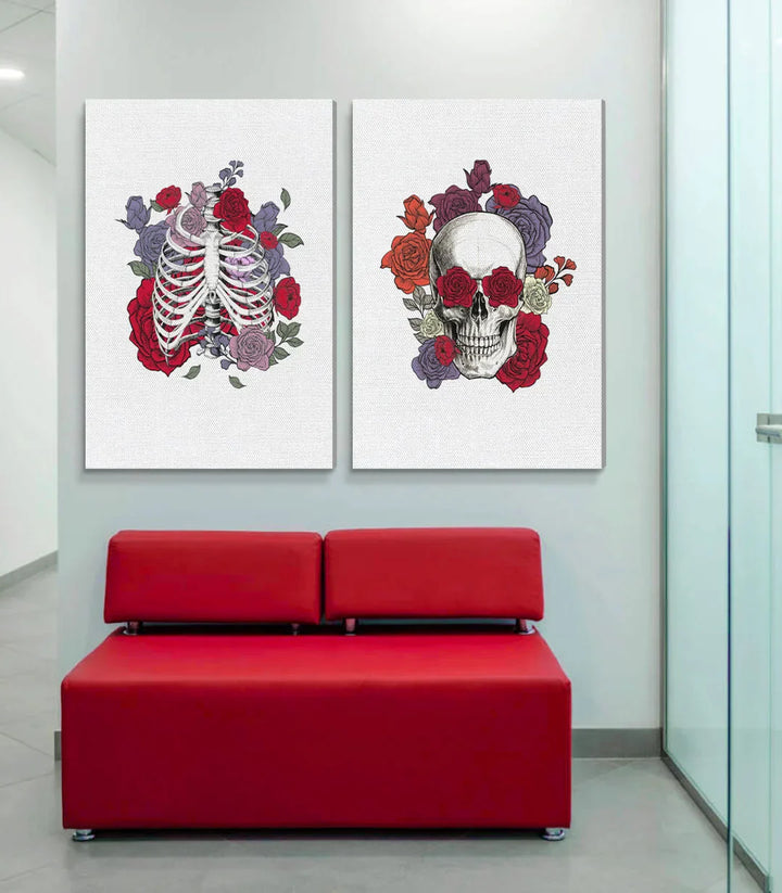 Cuadro arte anatómico floral estilo gótico chic en decoración de interiores Massinart