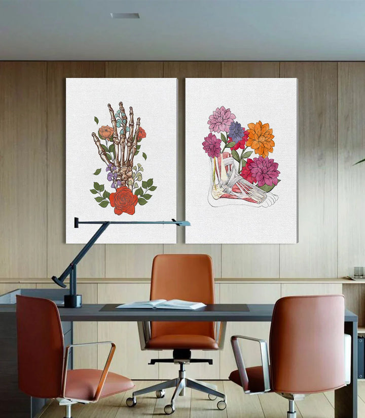 Díptico Floral Bones en espacio profesional de diseño — decoración despacho Massinart