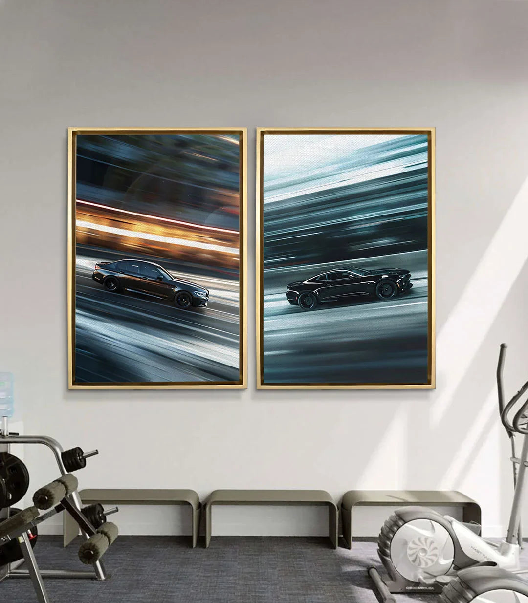 Díptico Speed Rush en un salón moderno, decoración de pared contemporánea, Massinart