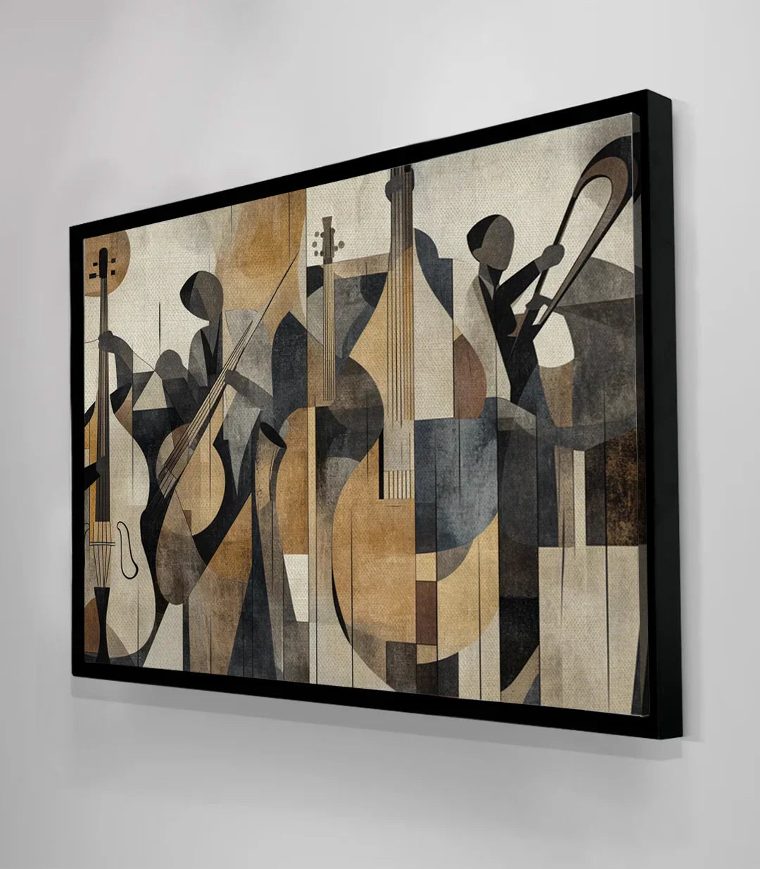The Geometry of Jazz en salón elegante, cuadro decorativo jazz tonos neutros | Massinart