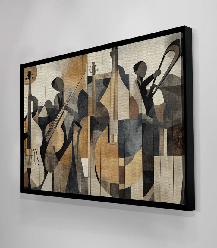 The Geometry of Jazz en salón elegante, cuadro decorativo jazz tonos neutros | Massinart
