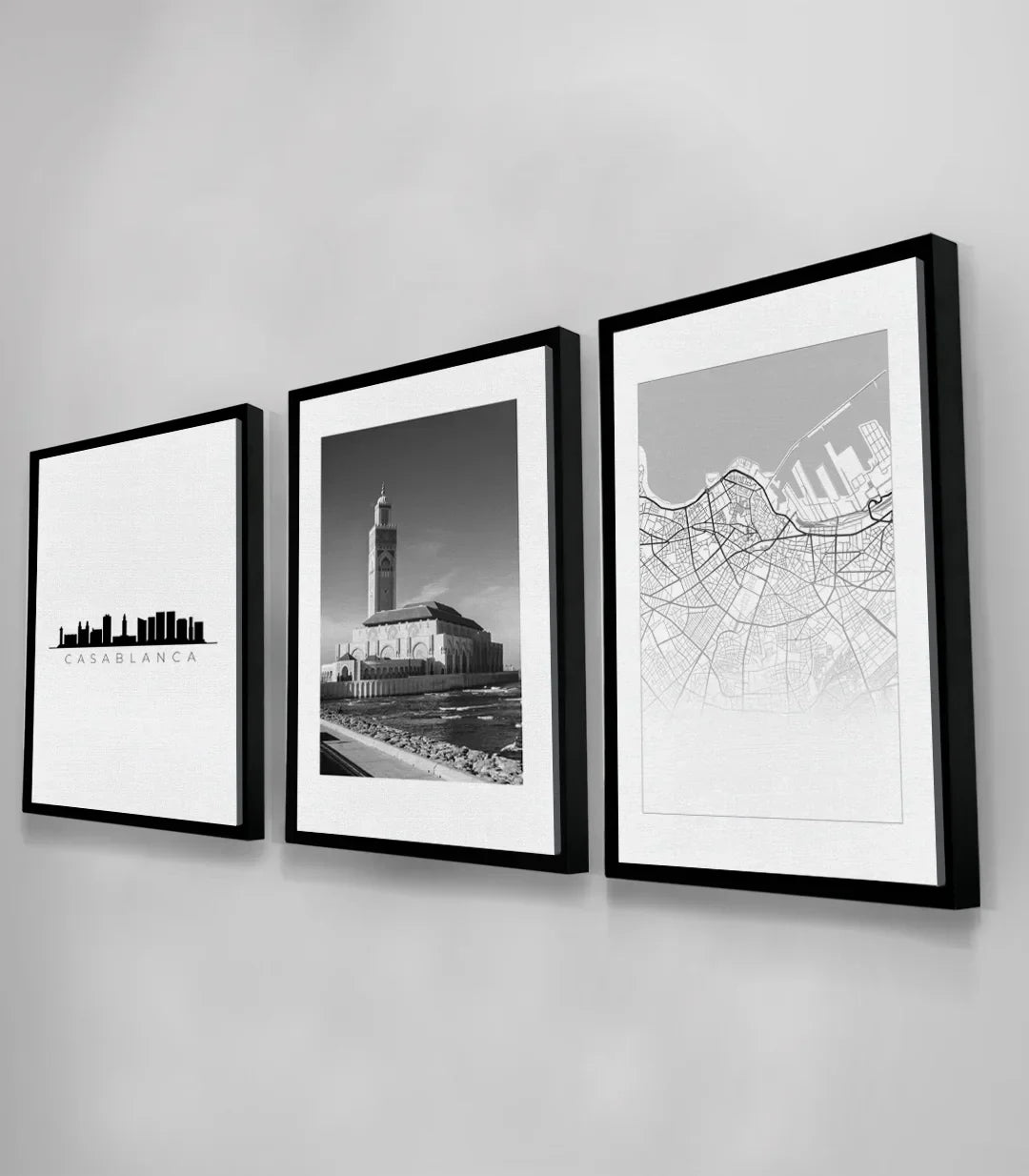 Tríptico Casablanca en interior minimalista decoración elegante Massinart