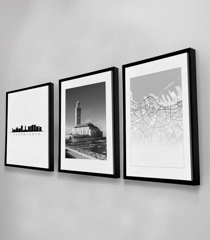 Tríptico Casablanca en interior minimalista decoración elegante Massinart