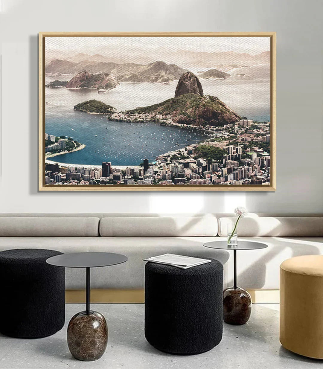 Cuadro Río de Janeiro vista aérea urbana tonos azul y terracota Massinart