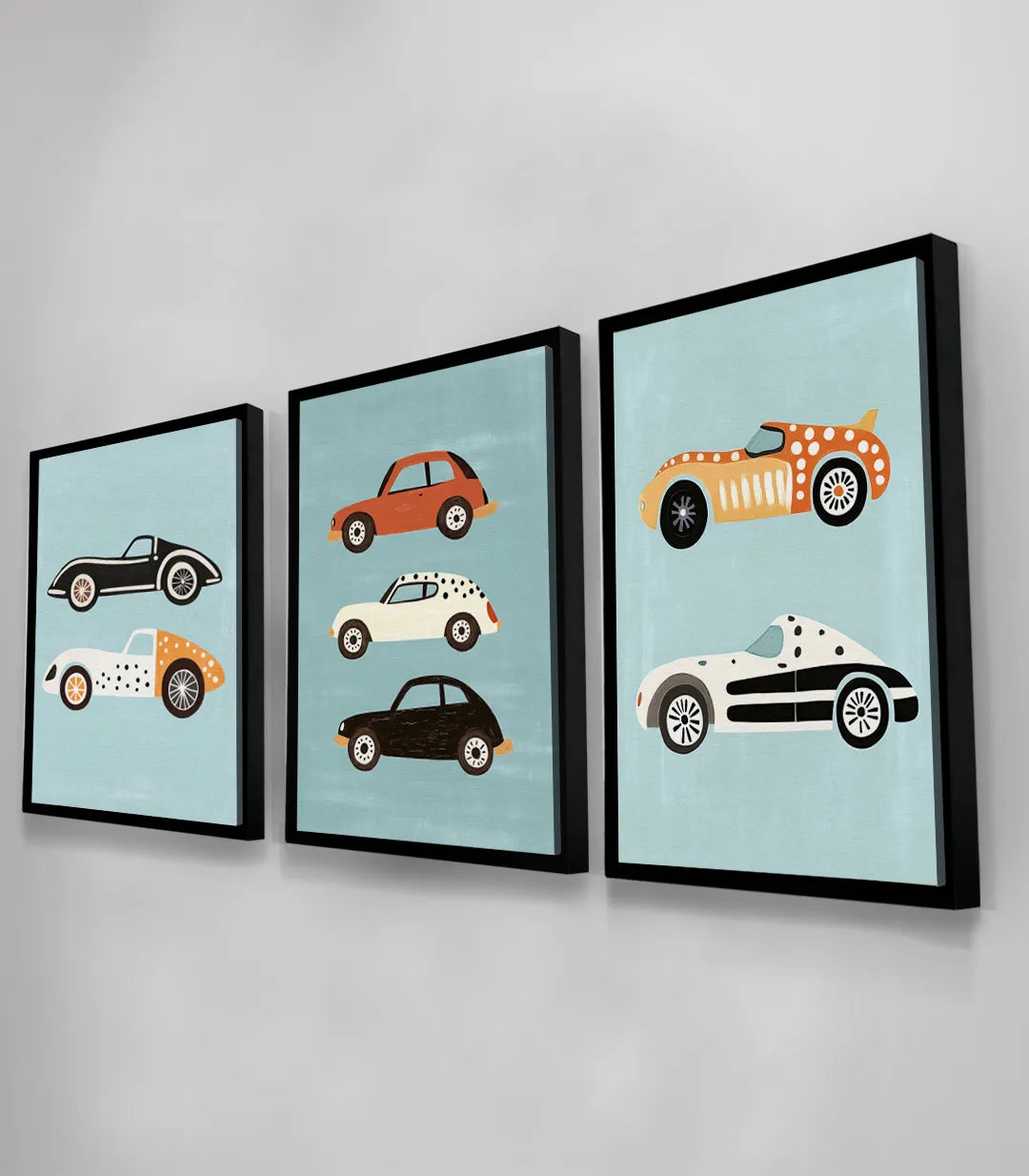 Ambientación decoración interior tríptico coches vintage Massinart