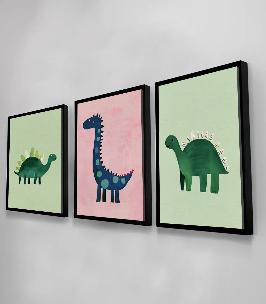 Cuadros dinosaurios en pared habitación niña moderna Massinart
