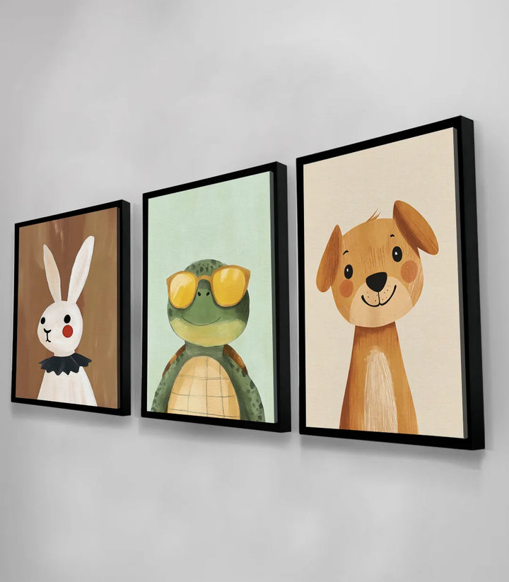 Tríptico Buddies en interior contemporáneo decoración infantil Massinart