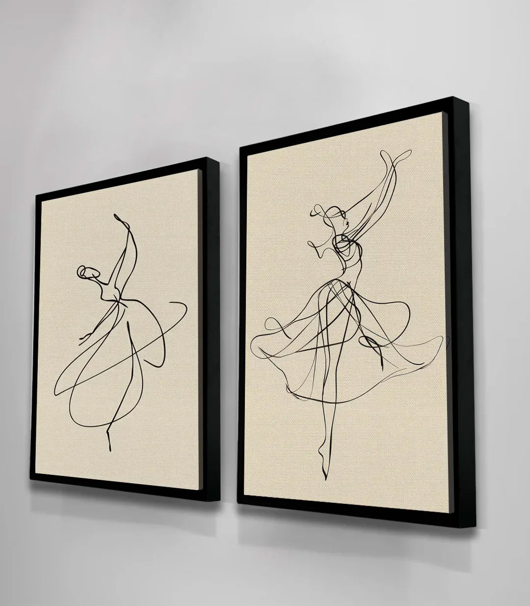 Cuadro Ethereal Dance díptico en salón moderno — decoración de pared interior Massinart