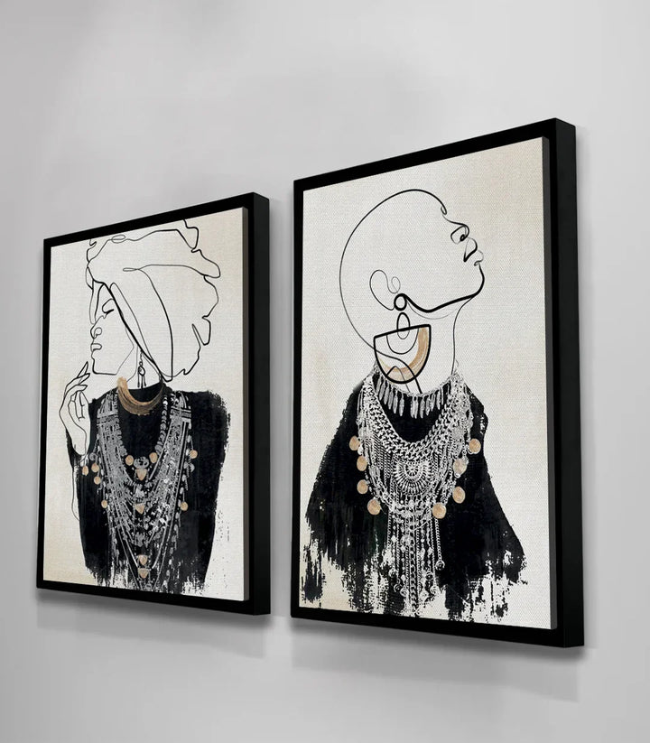 Cuadro Jewels of Africa detalle textura joyas y cadenas doradas Massinart