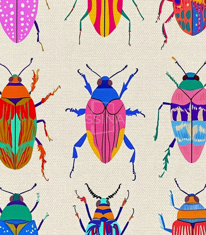 Tríptico Insecta instalado en pared, composición mural completa, Massinart