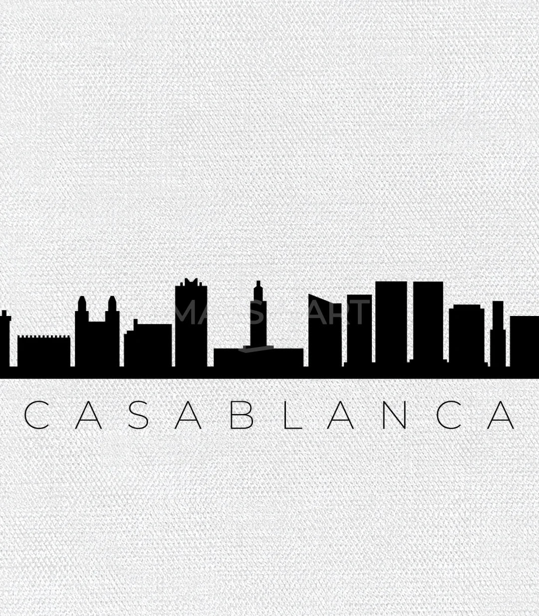 Tríptico Casablanca en despacho moderno arte mural Massinart