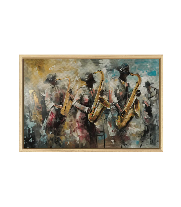 Cuadro All about Jazz de Massinart — embalaje de envío listo para colgar