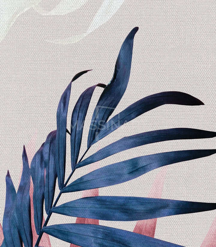 Composición Botanical Leaves turquesa y rosa empolvado, arte mural, Massinart