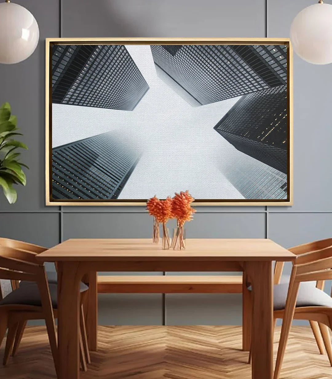 Cuadro de arquitectura moderna en salón comedor contemporáneo Massinart