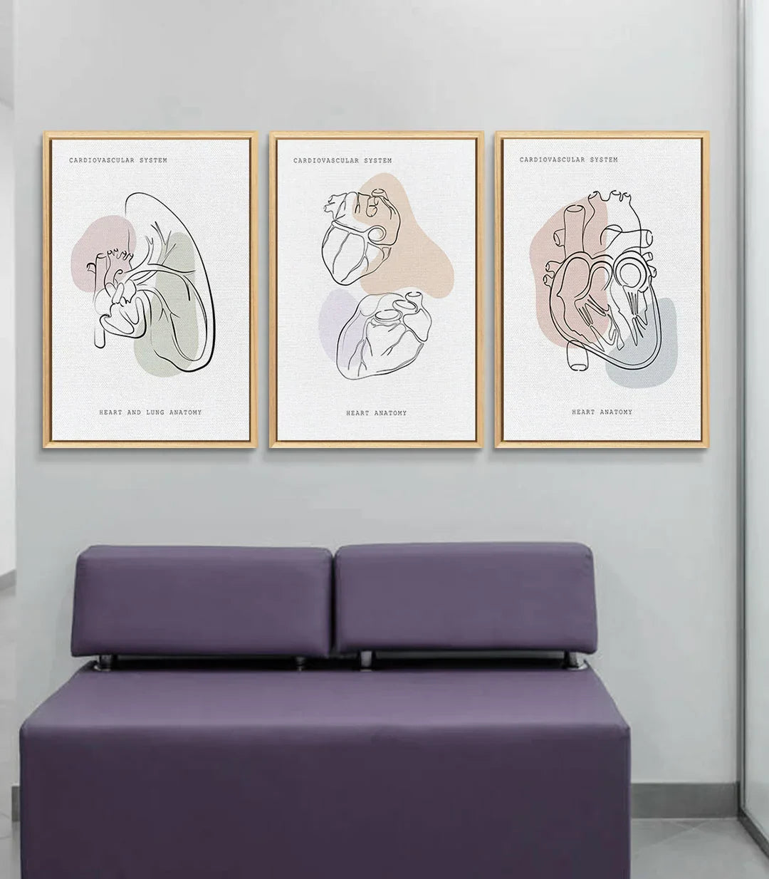 Cuadro Heart Anatomy - sistema cardiovascular completo lineal, detalles anatómicos — Massinart