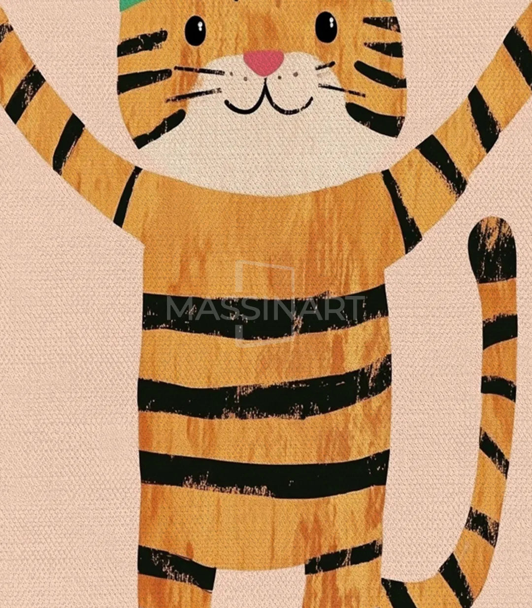 Detalle cuadro oso — personaje marrón en estilo ilustración infantil Happy Pals Massinart