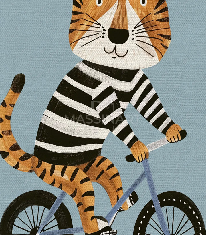 Decoración mural infantil Tiger Ride — marco negro calidad premium Massinart