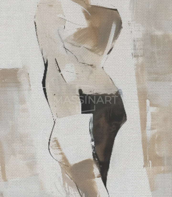 Cuadro arte figurativo, silueta mujer en beige, estilo abstracto — Massinart