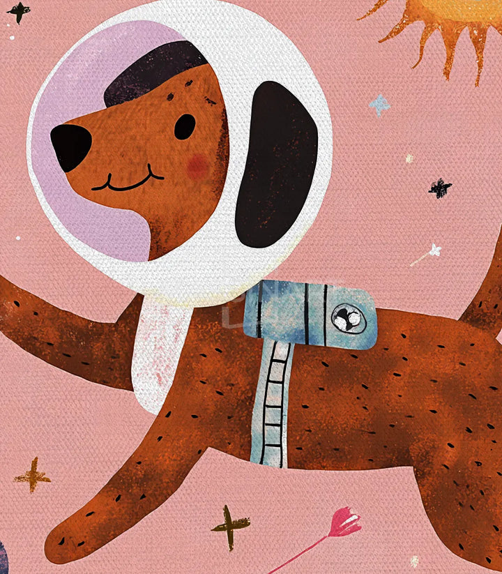 Arte mural Astro Dogs díptico habitación niño diseño infantil — Massinart