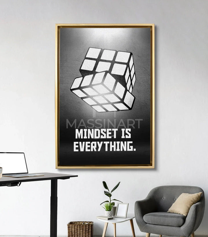 Cuadro motivacional en oficina moderna sobre escritorio decoración contemporánea Massinart