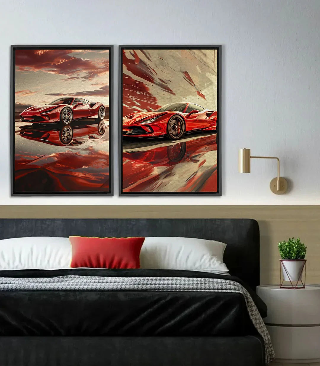 Cuadro Ferrari rojo sobre paisaje desértico al atardecer — Red Reflection, Massinart