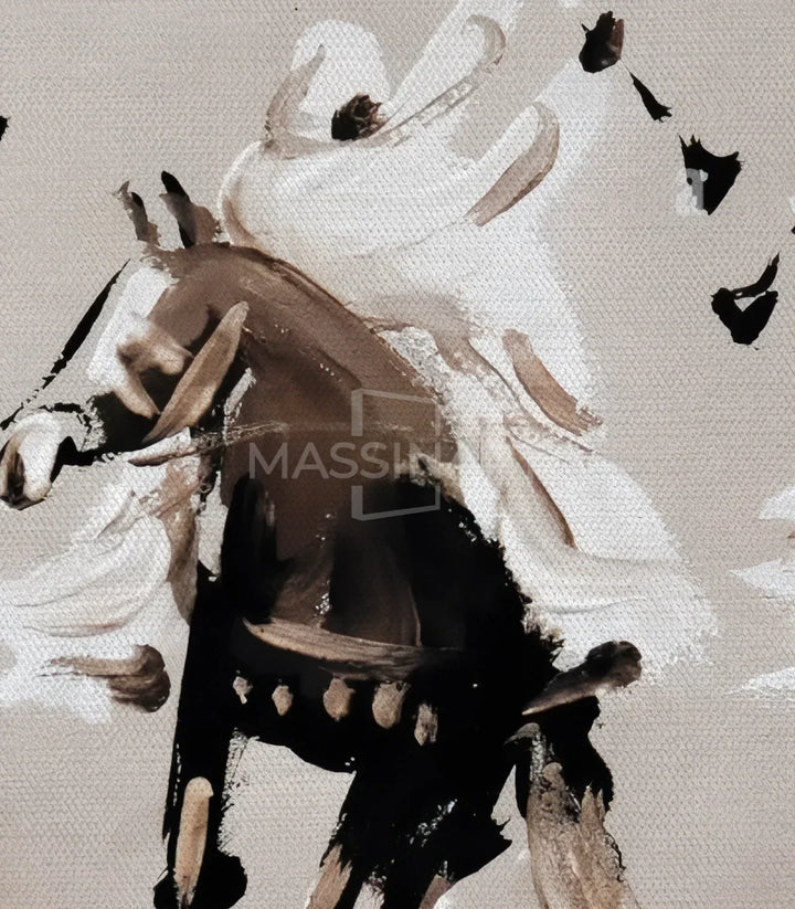 Cuadro de arte ecuestre oriental Tbourida Echo con marco negro, Massinart