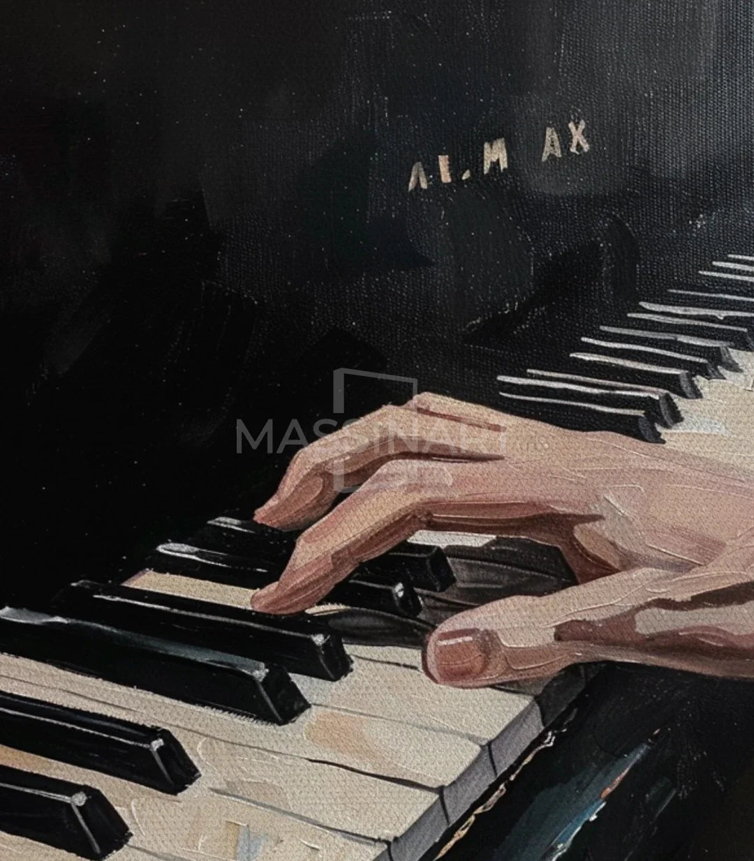 Cuadro Melodic Touch en salón comedor arte mural hiperrealista Massinart