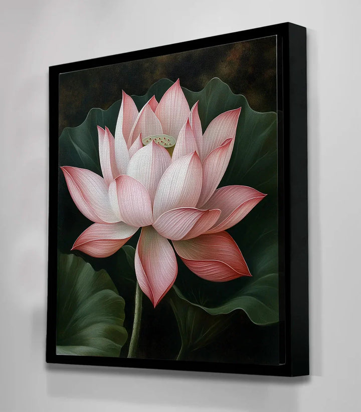 Cuadro naturaleza loto en comedor elegante — Massinart